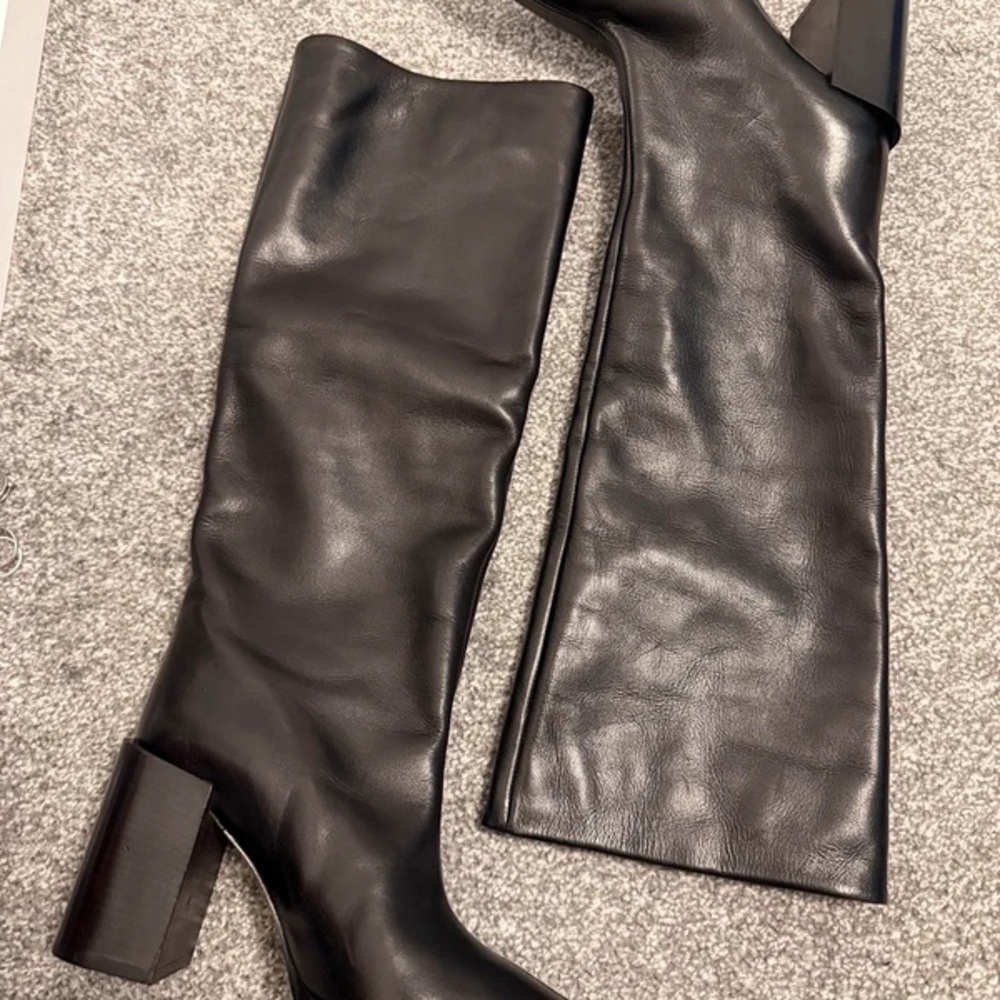 COS Sleek Black Leather Heeled Boots